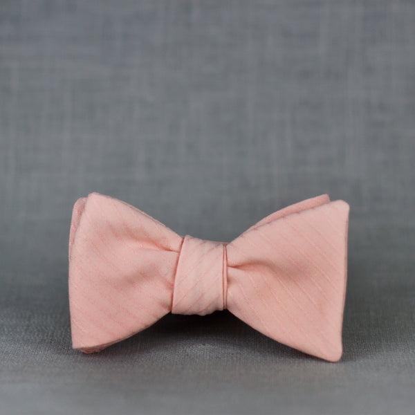 peachy pinstripe self tie bow tie