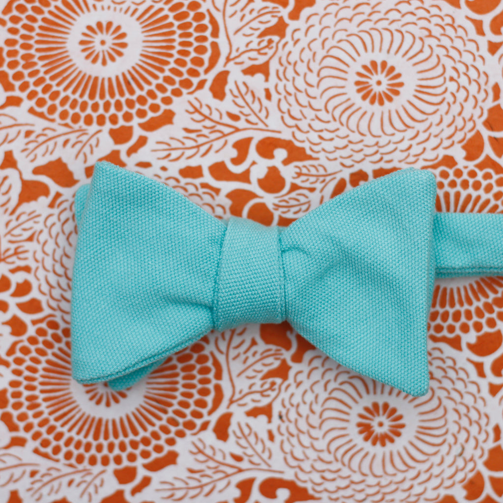 aqua solid cotton bow tie