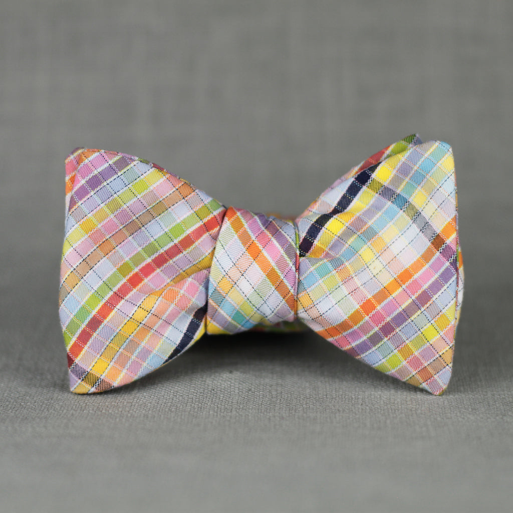 luckiest rainbow plaid bow tie