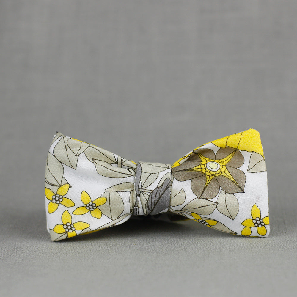 yellow & tan floral bow tie