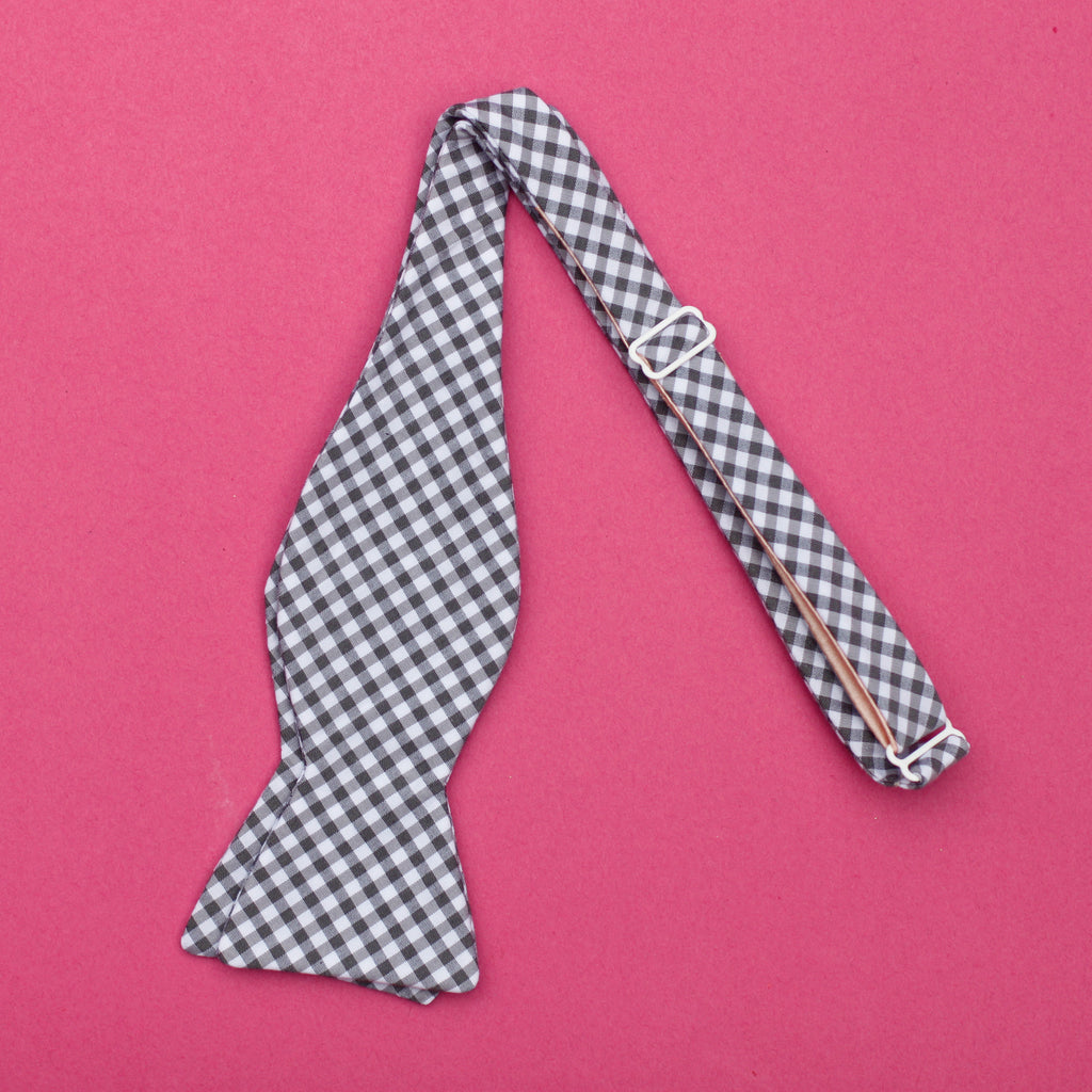 gray gingham bow tie