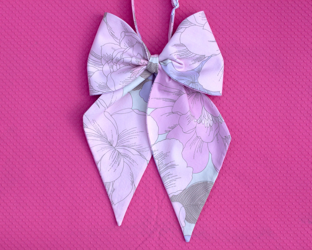 lilac and pink oversized floral bow tie