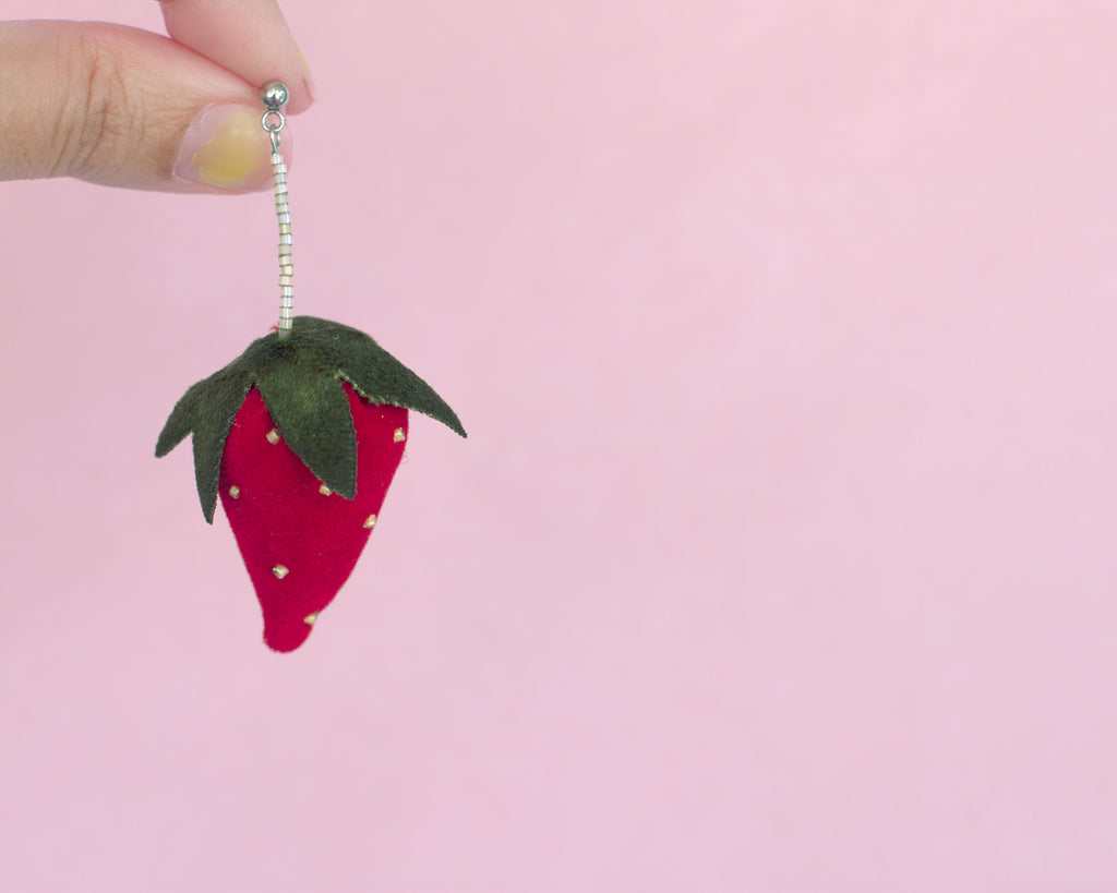 velvet strawberry earrings!